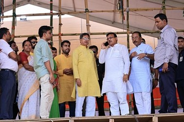 CM Dr. Manik Saha visited Astabal stadium ahead of PM Modi's rally which is scheduled tomorrow. TIWN Pic April 16